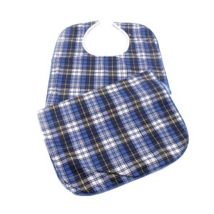 Bavoir Lavable Imperméable Écosse Bleu